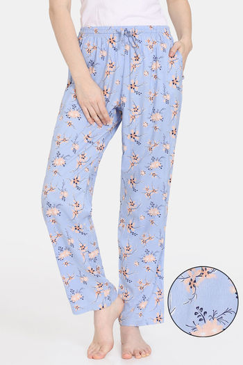 Buy Zivame Pretty Florals Woven Pyjama - Cashmere Blue